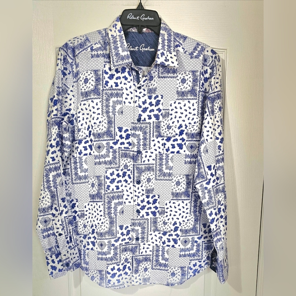 Robert Graham Blue and White Paisley Shirt